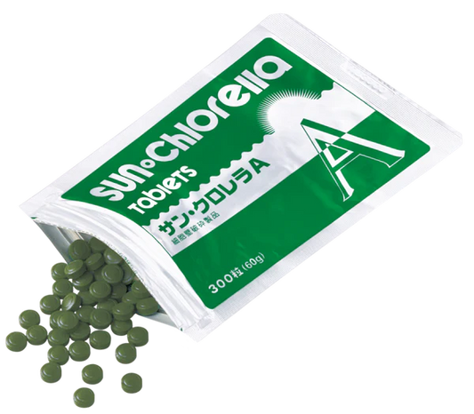 Sun Chlorella A with tablets out of the pouch