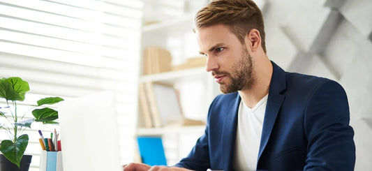 Man focused in his office work
