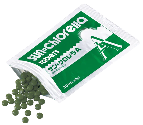 Sun Chlorella A with tablets out of the pouch