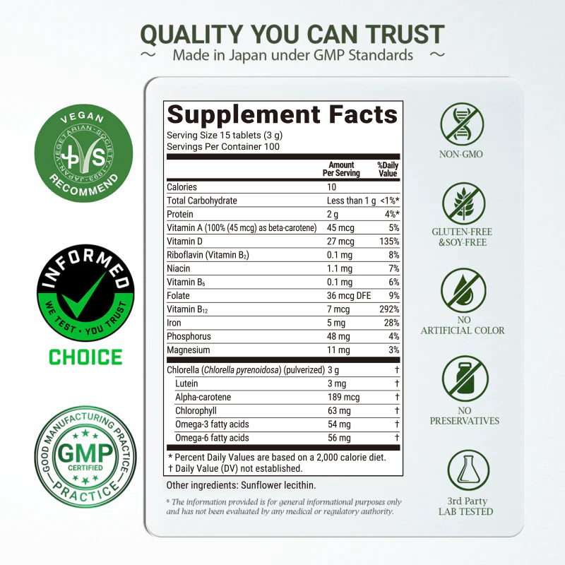 Sun Chlorella A Tablets – Daily Whole-Food Chlorella