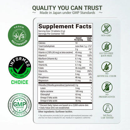 Sun Chlorella A Tablets – Daily Whole-Food Chlorella